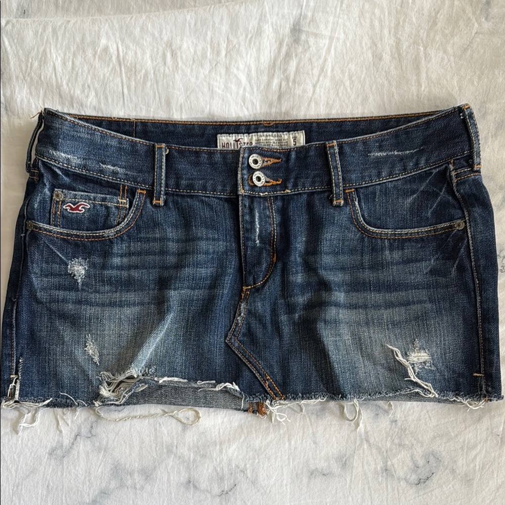 Vintage Hollister Blue Distressed Denim Skirt